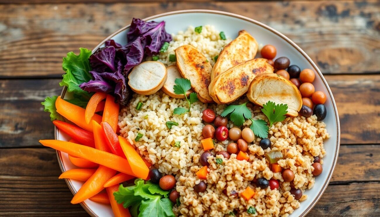 A balanced plate of whole foods